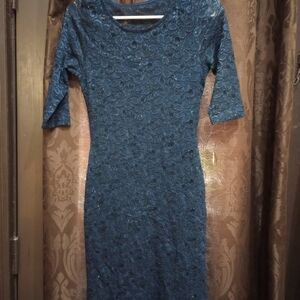 Elegant Blue Lace Dress